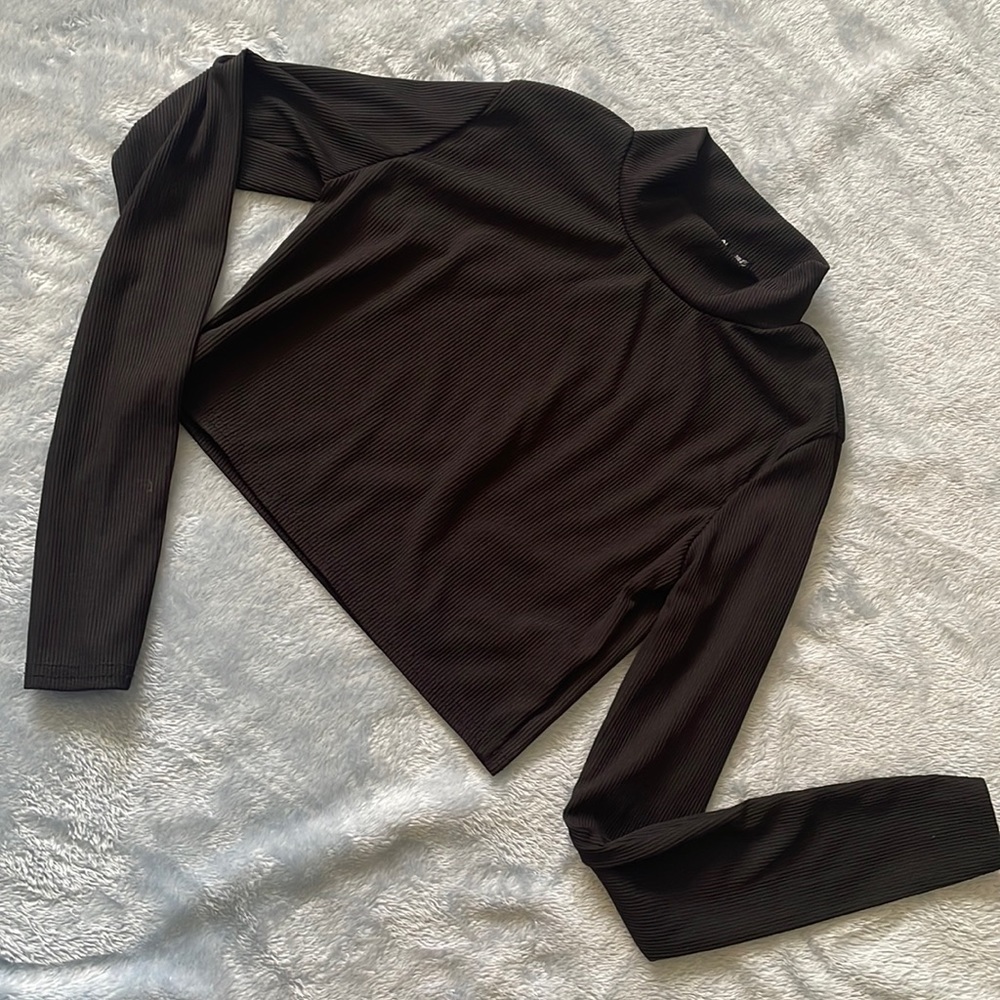 Long sleeve, cropped, mock turtleneck